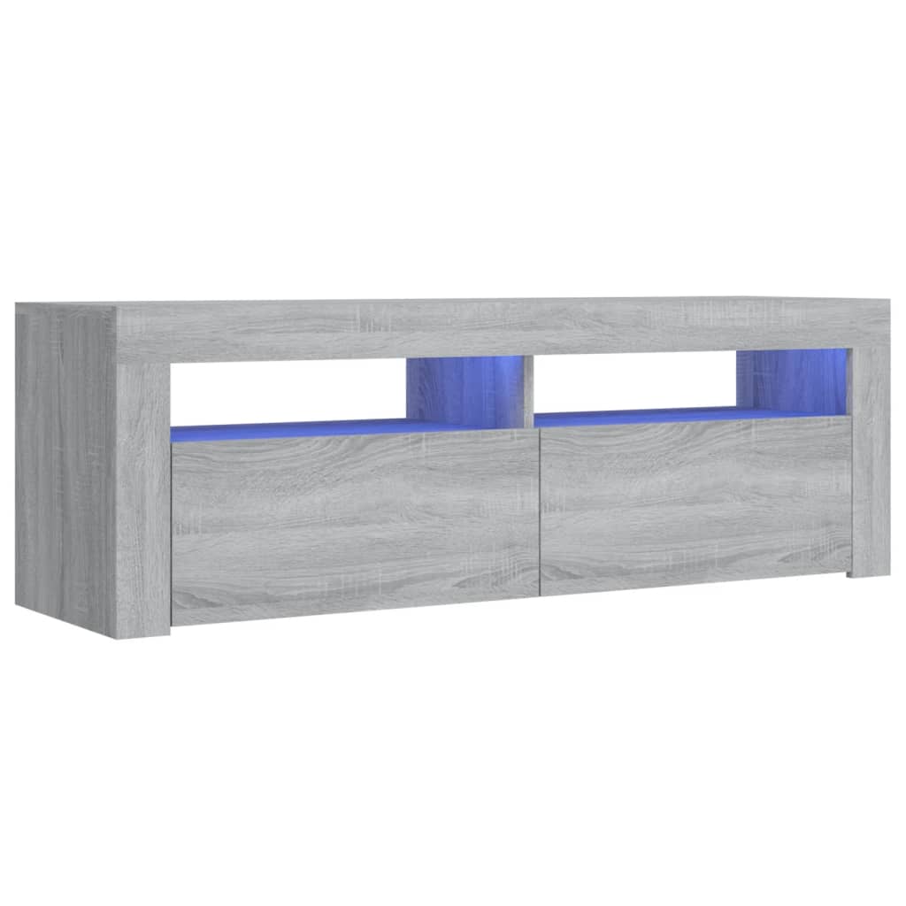szürke sonoma színű TV-szekrény LED-lámpákkal 120 x 35 x 40 cm