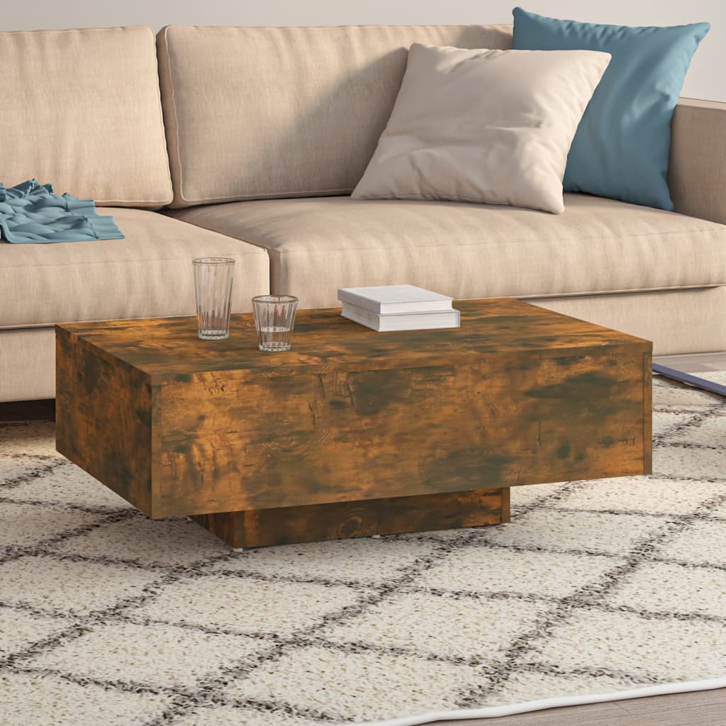 füstös tölgy színű szerelt fa dohányzóasztal 85 x 55 x 31 cm