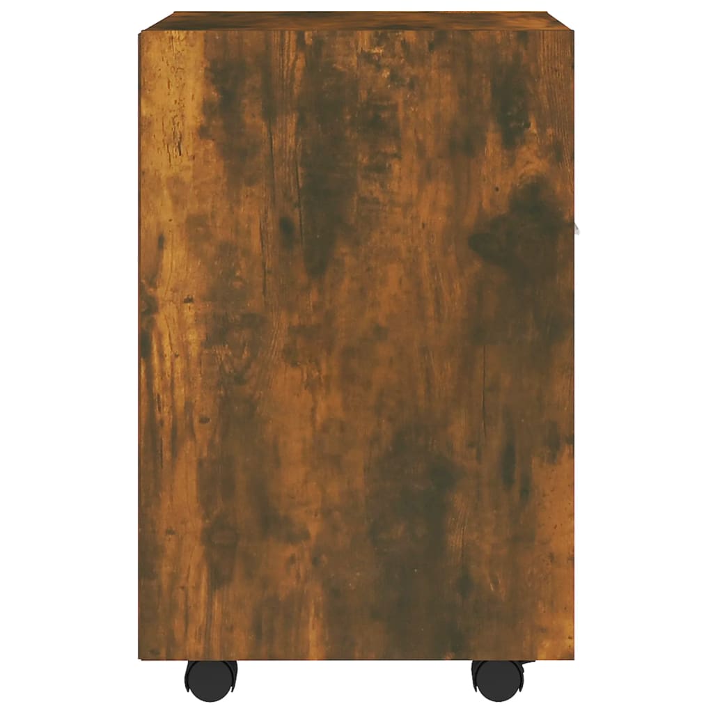 füstös tölgy színű szerelt fa kisszekrény kerekes 33x38x60 cm