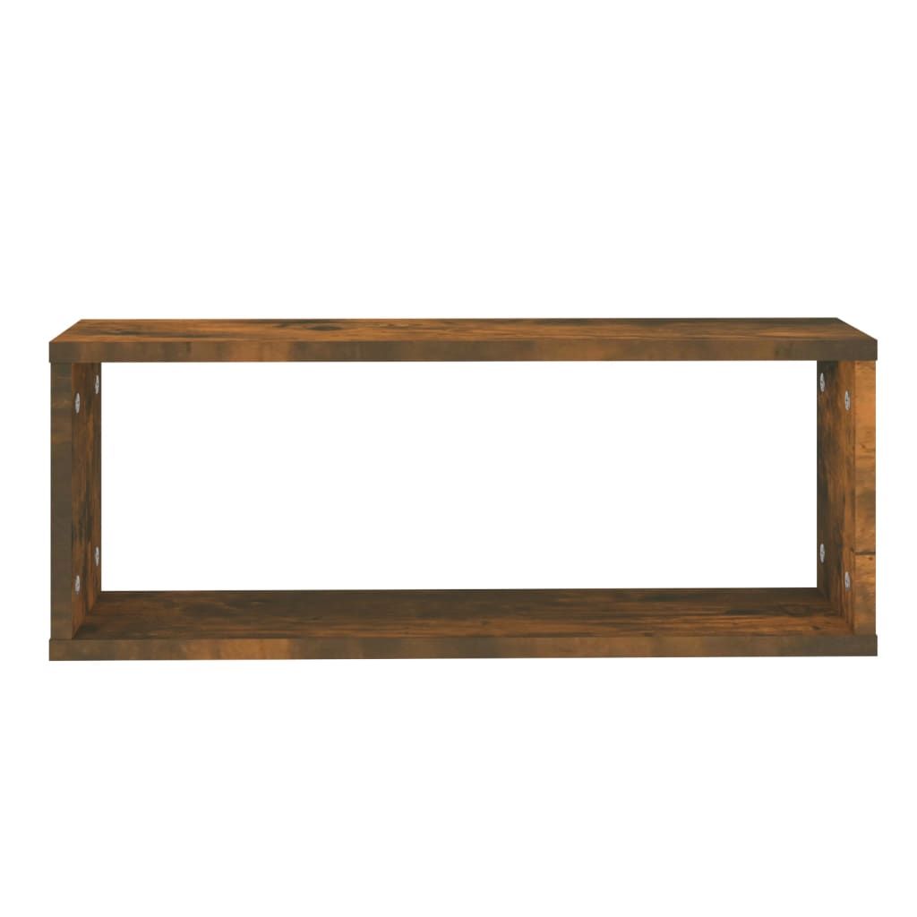 2 db füstös tölgy színű szerelt fa fali kockapolc 60x15x23 cm