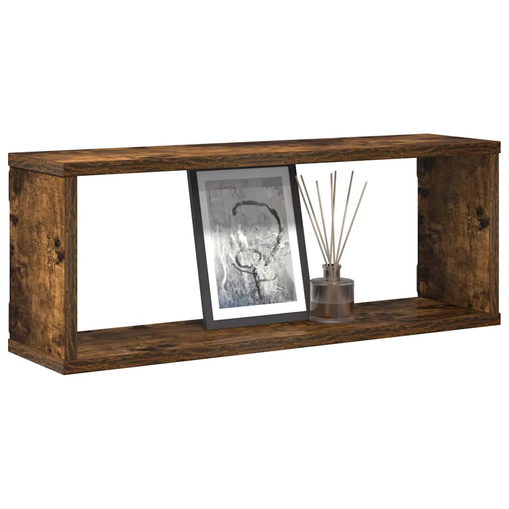 4 db füstös tölgy színű szerelt fa fali kockapolc 60x15x23 cm