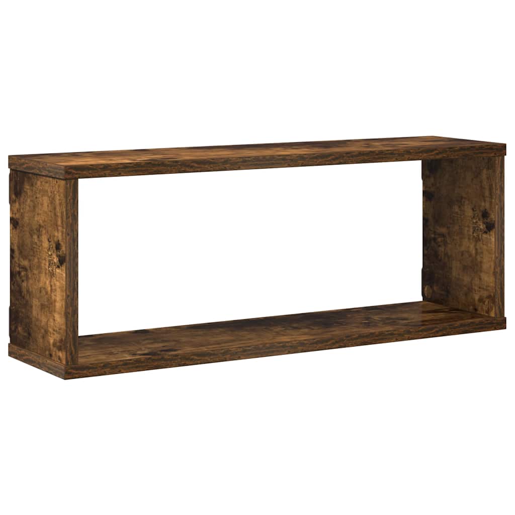 4 db füstös tölgy színű szerelt fa fali kockapolc 60x15x23 cm