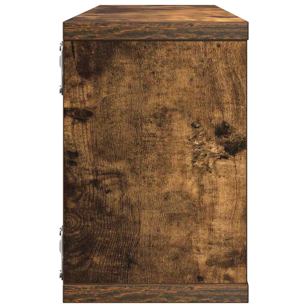 4 db füstös tölgy színű szerelt fa fali kockapolc 60x15x23 cm