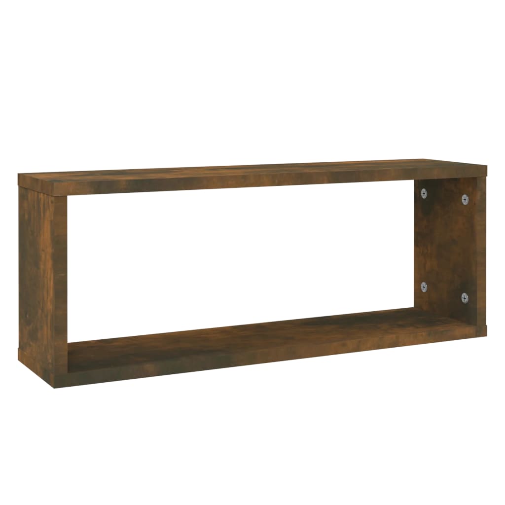 6 db füstös tölgy színű szerelt fa fali kockapolc 60x15x23 cm
