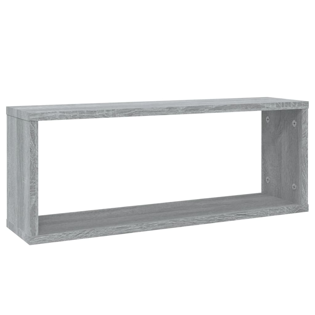 2 db szürke sonoma színű szerelt fa fali kockapolc 60x15x23 cm