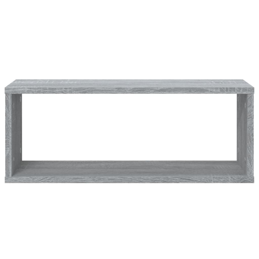 2 db szürke sonoma színű szerelt fa fali kockapolc 60x15x23 cm