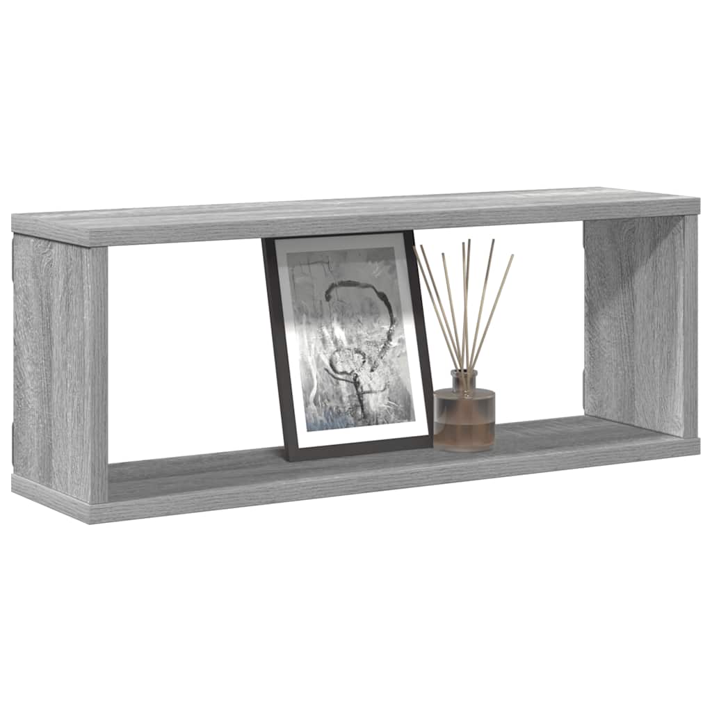 4 db szürke sonoma színű szerelt fa fali kockapolc 60x15x23 cm