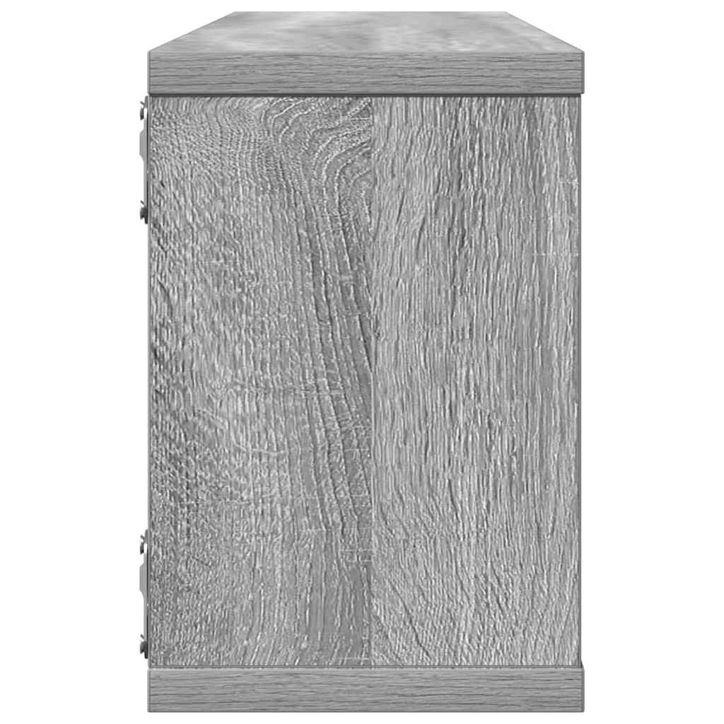 4 db szürke sonoma színű szerelt fa fali kockapolc 60x15x23 cm