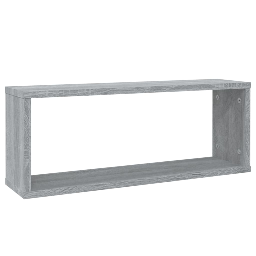 6 db szürke sonoma színű szerelt fa fali kockapolc 60x15x23 cm