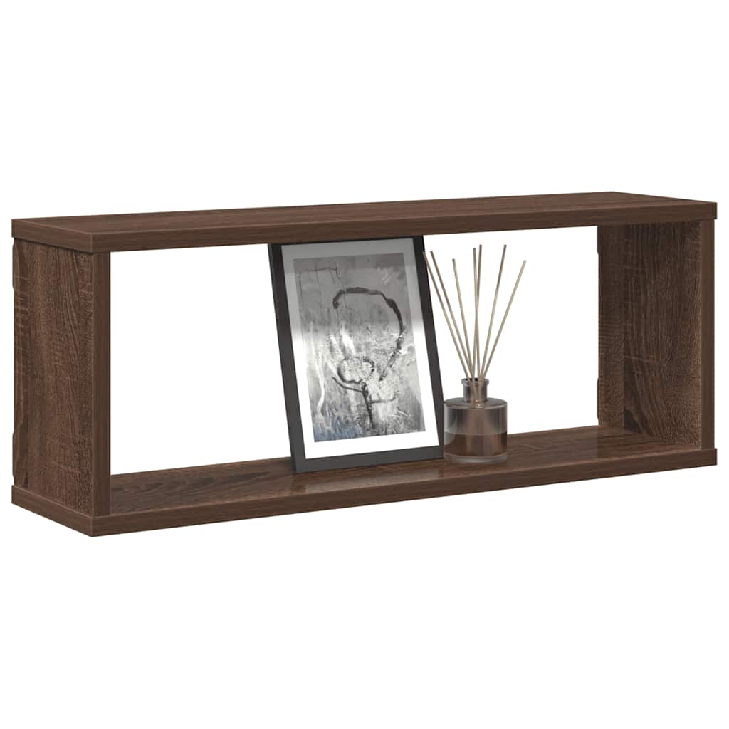 4 db barna tölgy színű szerelt fa fali kockapolc 60x15x23 cm