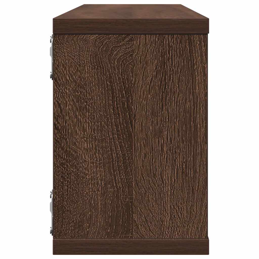 4 db barna tölgy színű szerelt fa fali kockapolc 60x15x23 cm
