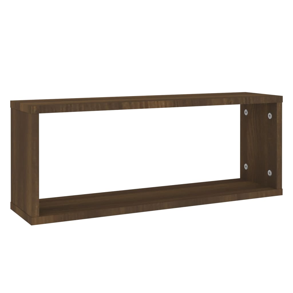 6 db barna tölgy színű szerelt fa fali kockapolc 60x15x23 cm