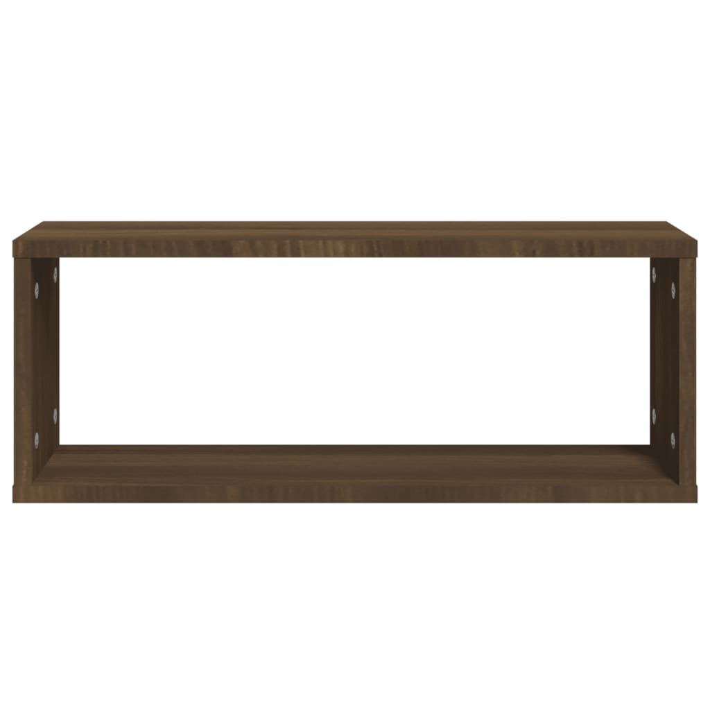 6 db barna tölgy színű szerelt fa fali kockapolc 60x15x23 cm
