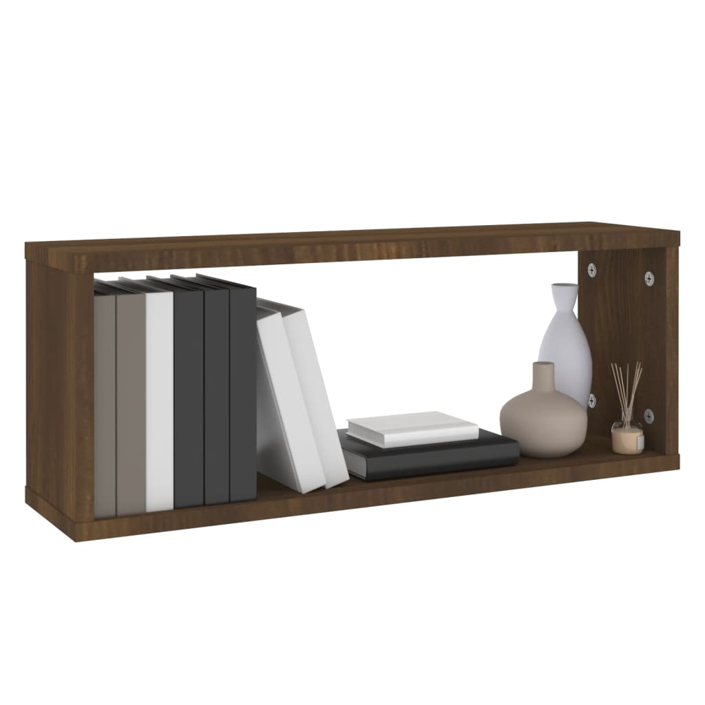 6 db barna tölgy színű szerelt fa fali kockapolc 60x15x23 cm