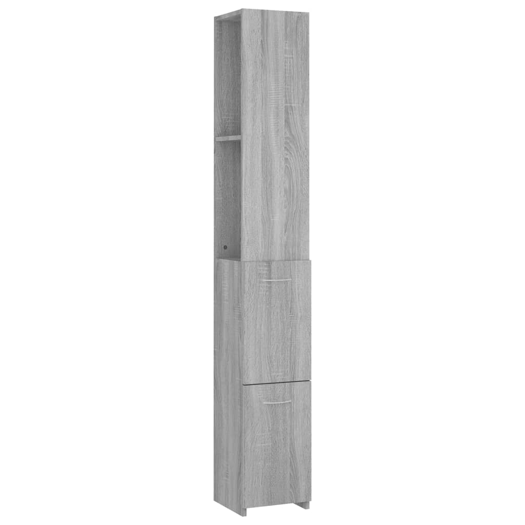 szürke sonoma színű szerelt fa fürdőszobaszekrény 25x26,5x170cm
