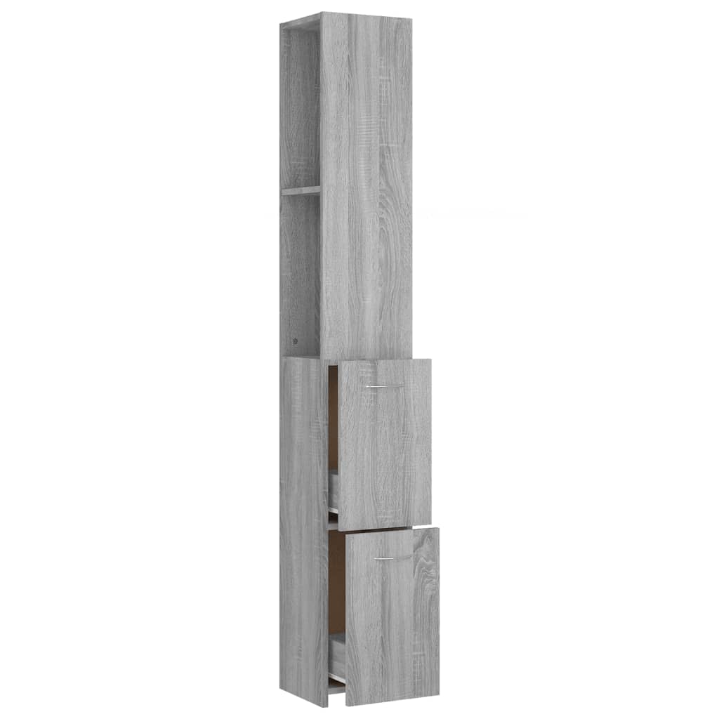 szürke sonoma színű szerelt fa fürdőszobaszekrény 25x26,5x170cm