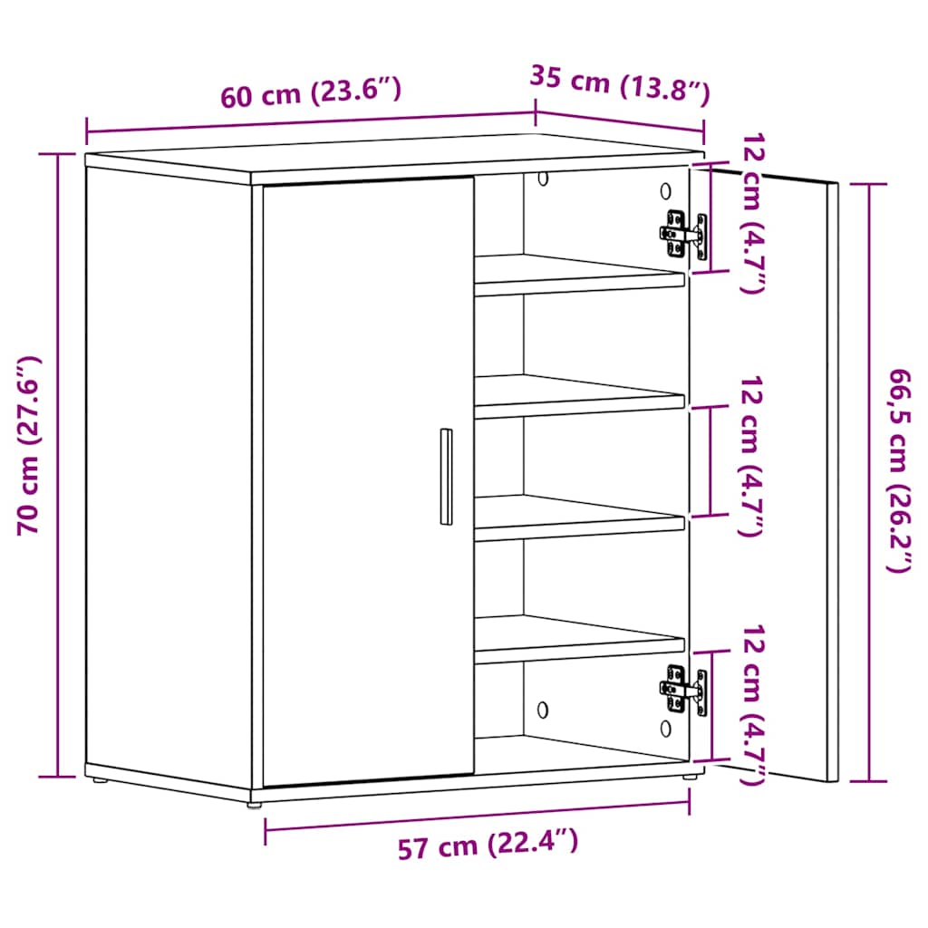 füstös tölgy színű szerelt fa cipősszekrény 60 x 35 x 70