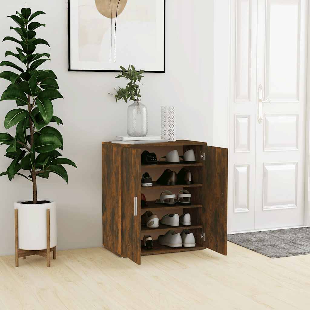füstös tölgy színű szerelt fa cipősszekrény 60 x 35 x 70