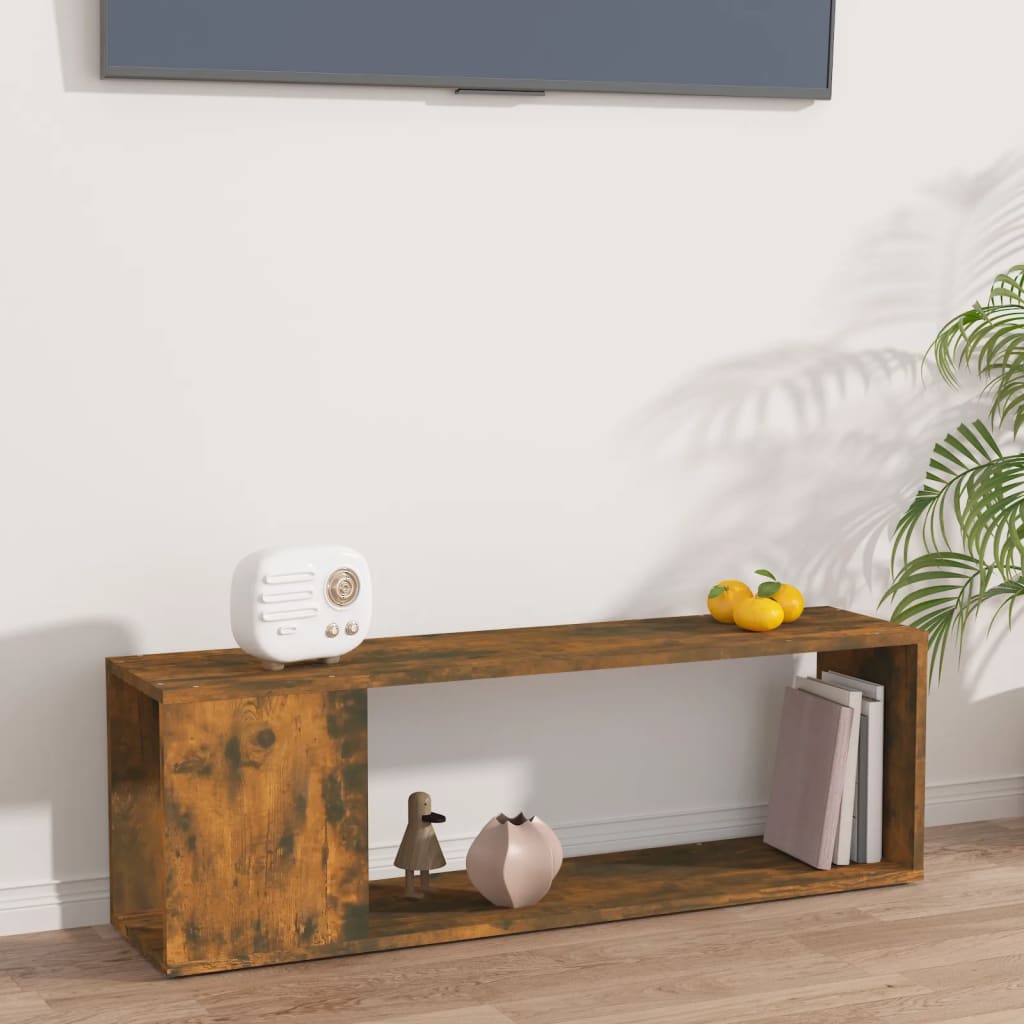 füstös tölgy színű szerelt fa fali TV-szekrény 100 x 24 x 32 cm