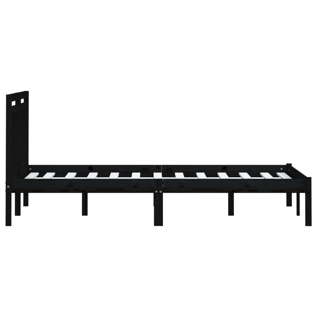 fekete tömör fenyőfa ágykeret 200 x 200 cm