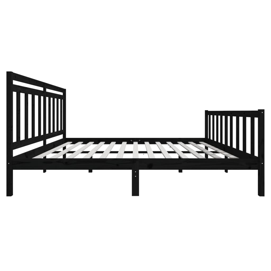 fekete tömör fa ágykeret 200 x 200 cm