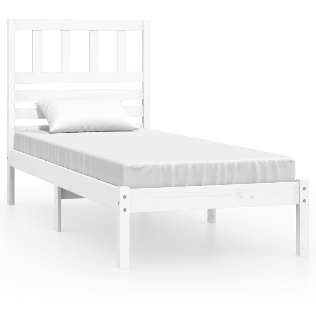 fehér tömör fenyőfa ágy matrac nélkül 75 x 190 cm