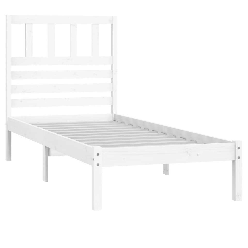 fehér tömör fenyőfa ágy matrac nélkül 75 x 190 cm