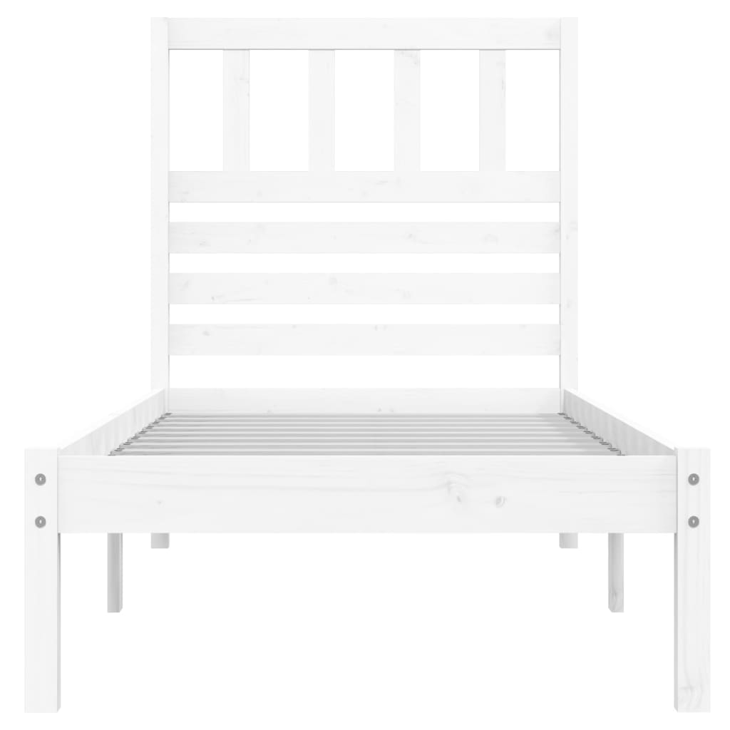 fehér tömör fenyőfa ágy matrac nélkül 75 x 190 cm