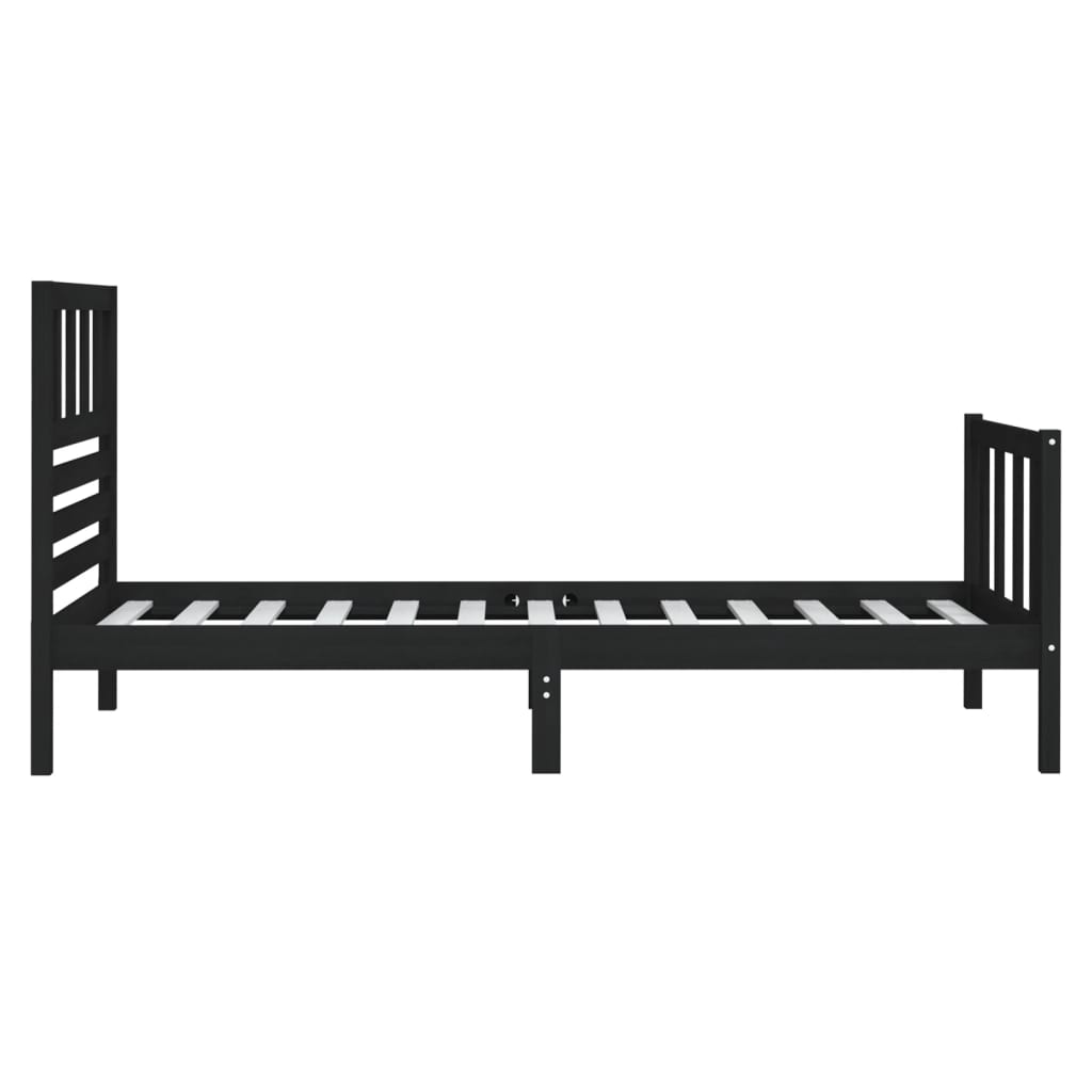 fekete tömör fa ágykeret 75 x 190 cm (Small Single)