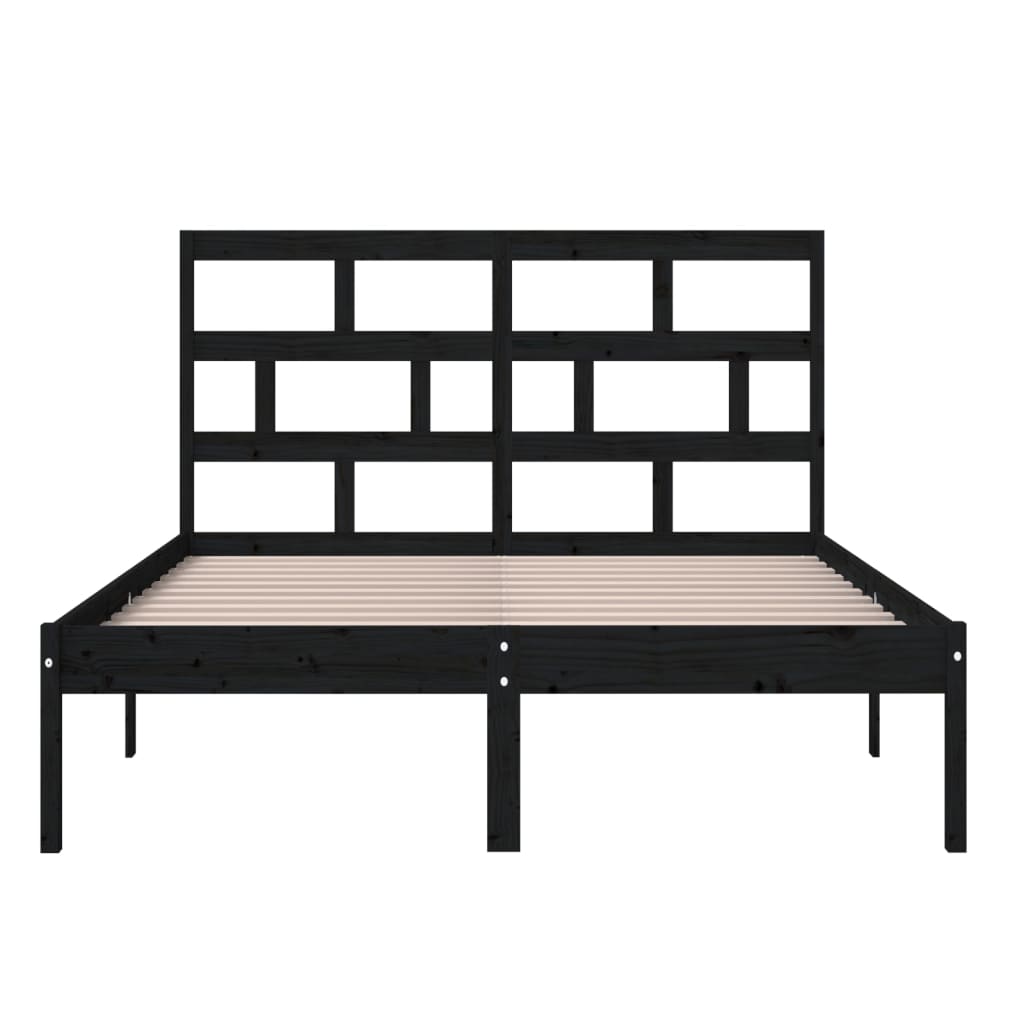 fekete tömör fa ágykeret 150 x 200 cm (King Size)