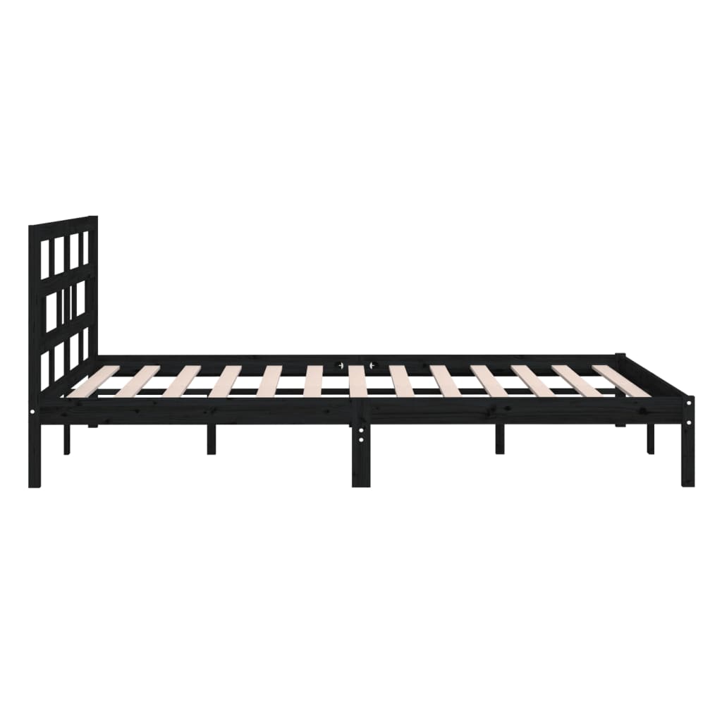 fekete tömör fa ágykeret 150 x 200 cm (King Size)