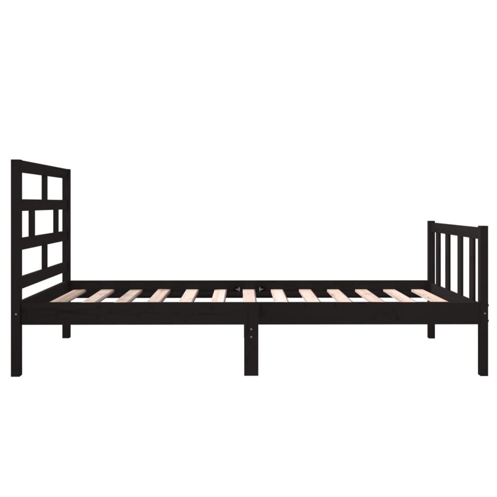 Small Single fekete tömör fenyőfa ágykeret 75 x 190 cm