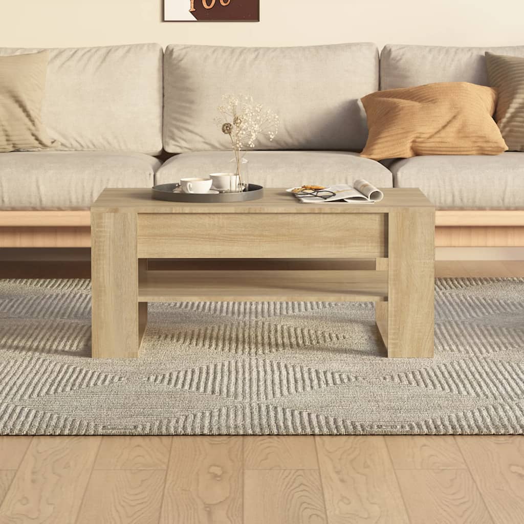 sonoma tölgy színű szerelt fa dohányzóasztal 102x55x45 cm