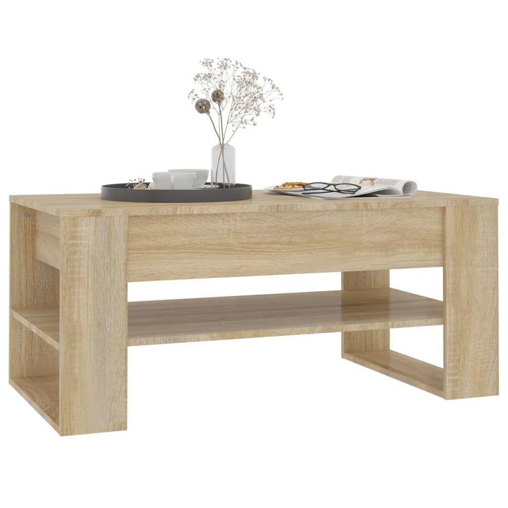 sonoma tölgy színű szerelt fa dohányzóasztal 102x55x45 cm