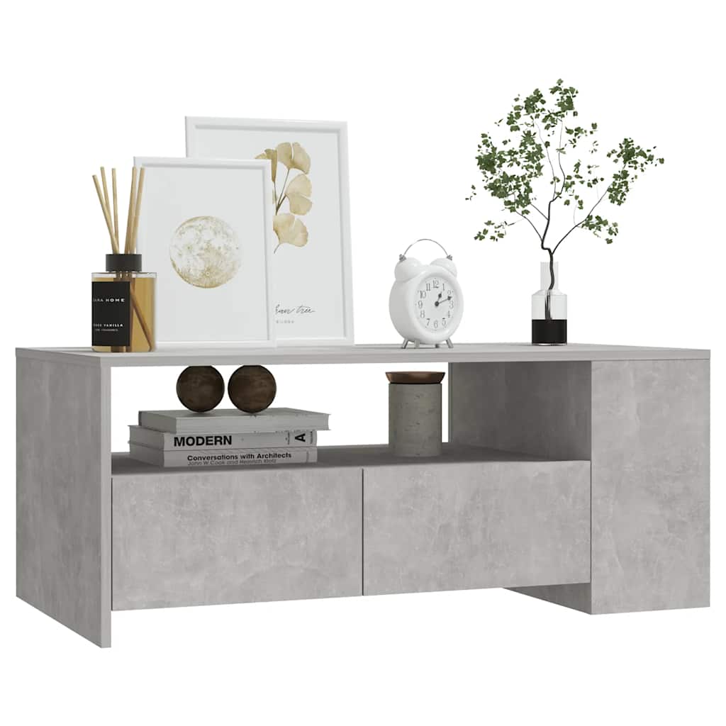 betonszürke szerelt fa dohányzóasztal 102 x 55 x 42 cm
