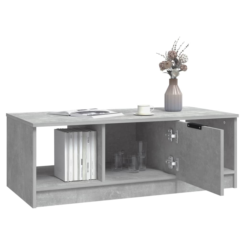 betonszürke szerelt fa dohányzóasztal 102 x 50 x 36 cm