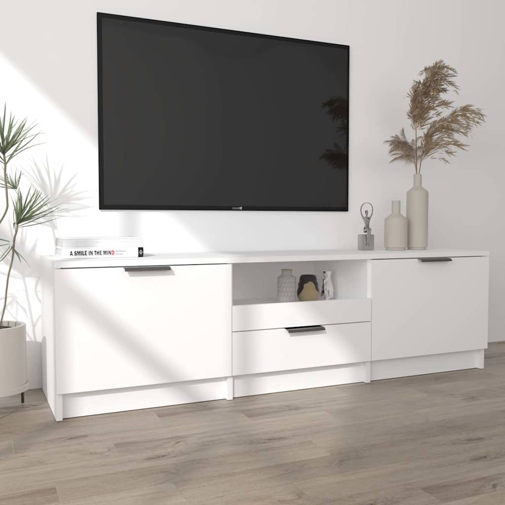 fehér, préselt fából készült TV-szekrény 140 x 35 x 40 cm