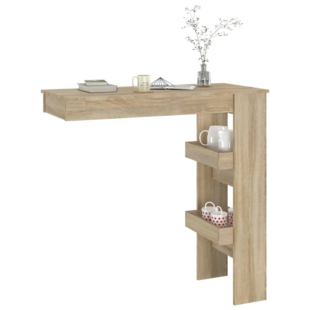 sonoma tölgy színű fatermék fali bárasztal 102 x 45 x 103,5 cm