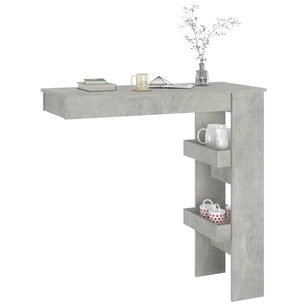 betonszürke fatermék fali bárasztal 102 x 45 x 103,5 cm