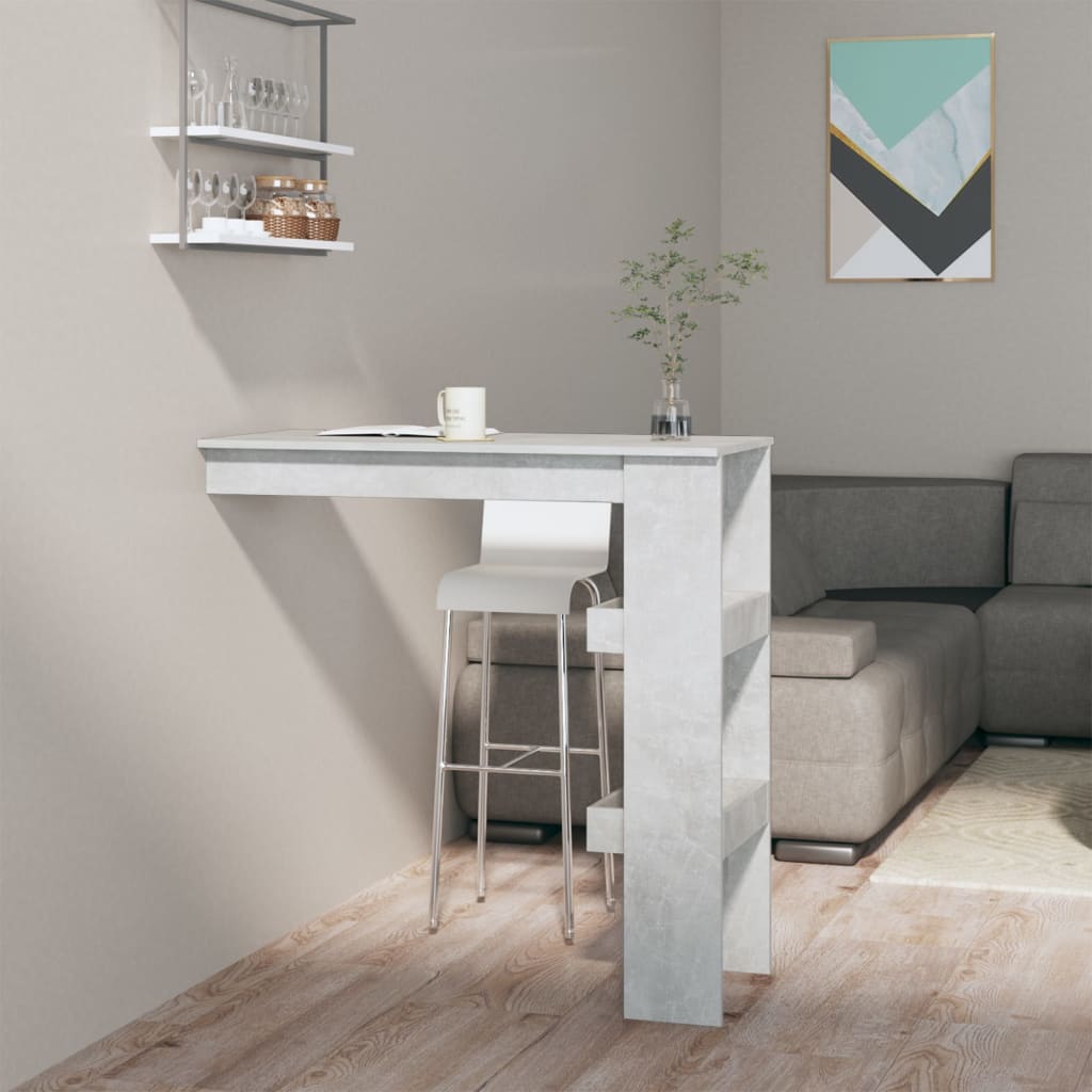betonszürke fatermék fali bárasztal 102 x 45 x 103,5 cm