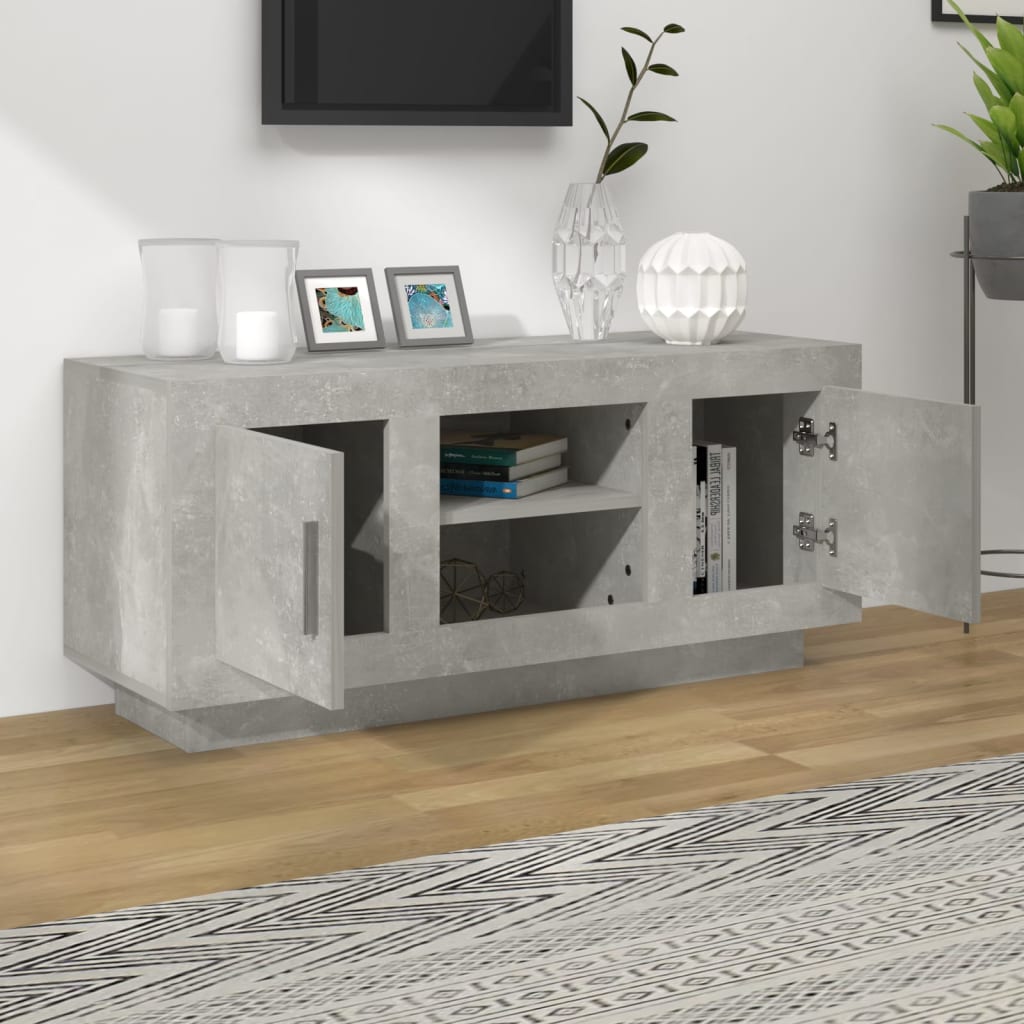 betonszürke szerelt fa TV-szekrény 102x35x45 cm