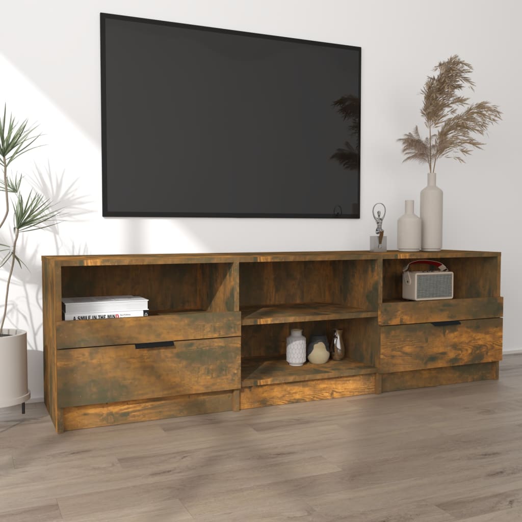 füstös tölgy színű szerelt fa TV-szekrény 150 x 33,5 x 45 cm