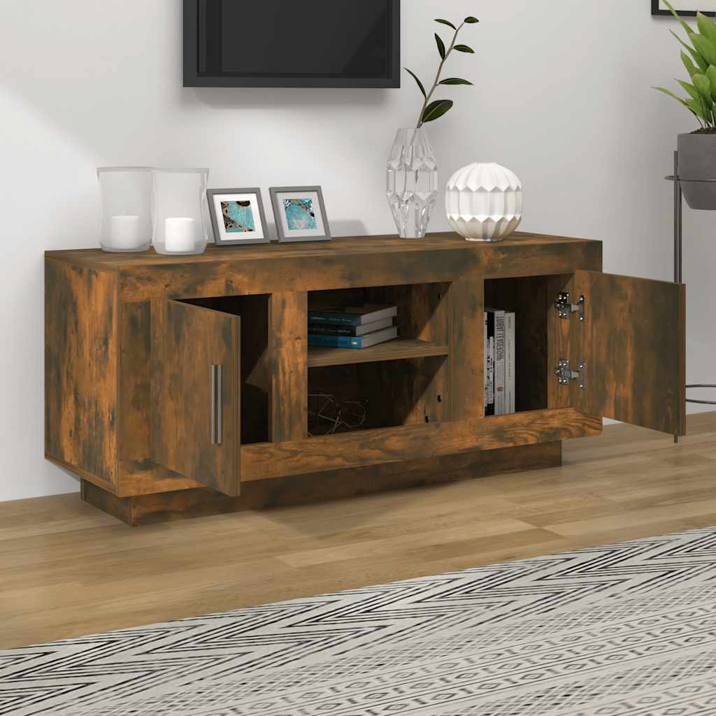 füstös tölgy színű szerelt fa TV-szekrény 102 x 35 x 45 cm