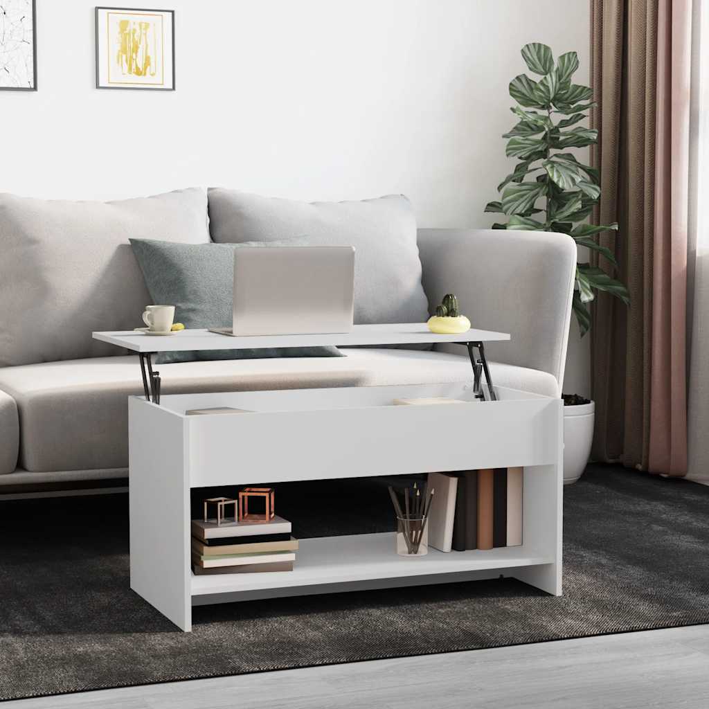 fehér szerelt fa dohányzóasztal 102x50x52,5 cm