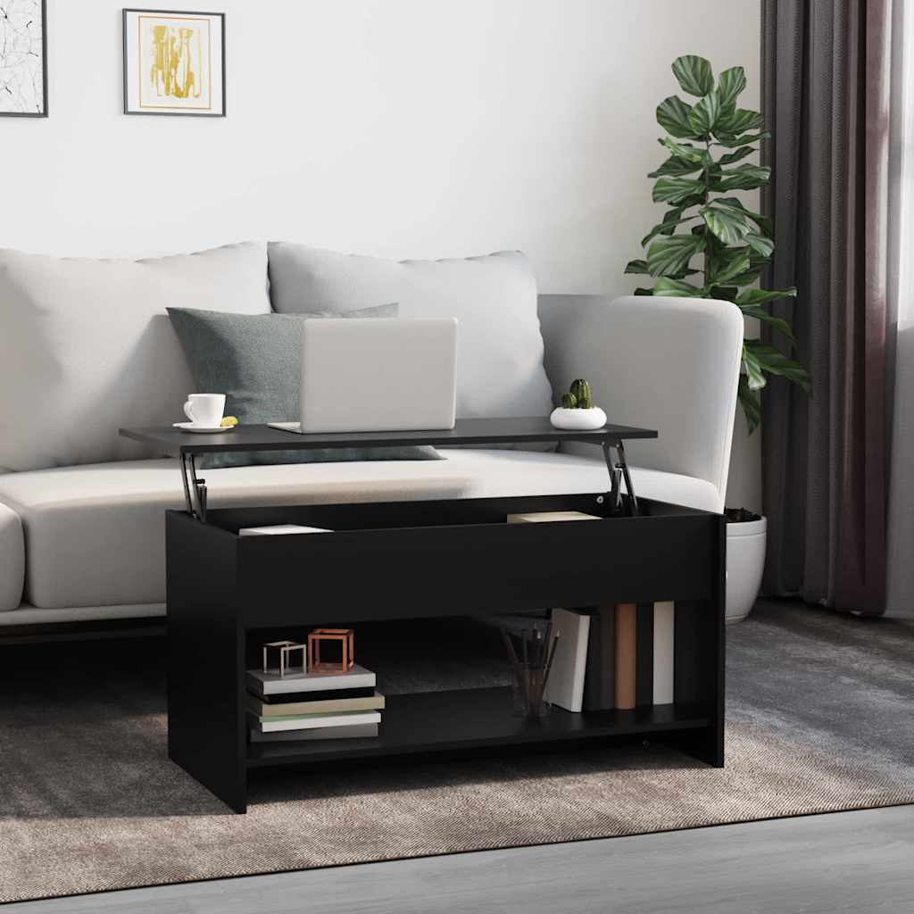 fekete szerelt fa dohányzóasztal 102x50x52,5 cm