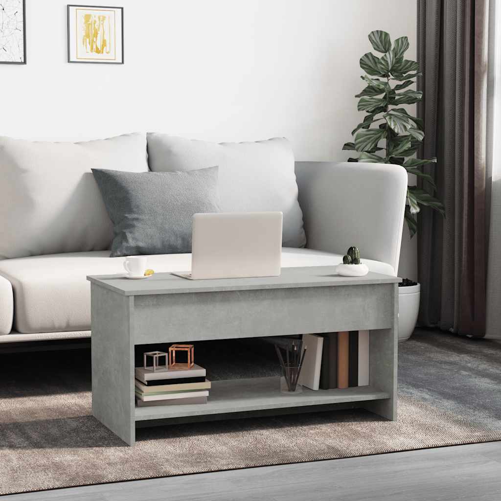 betonszürke szerelt fa dohányzóasztal 102x50x52,5 cm