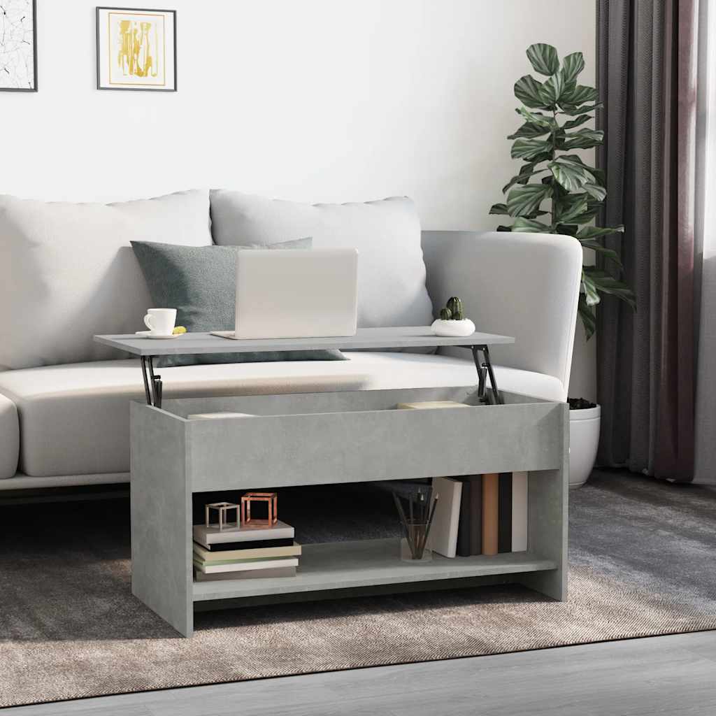 betonszürke szerelt fa dohányzóasztal 102x50x52,5 cm