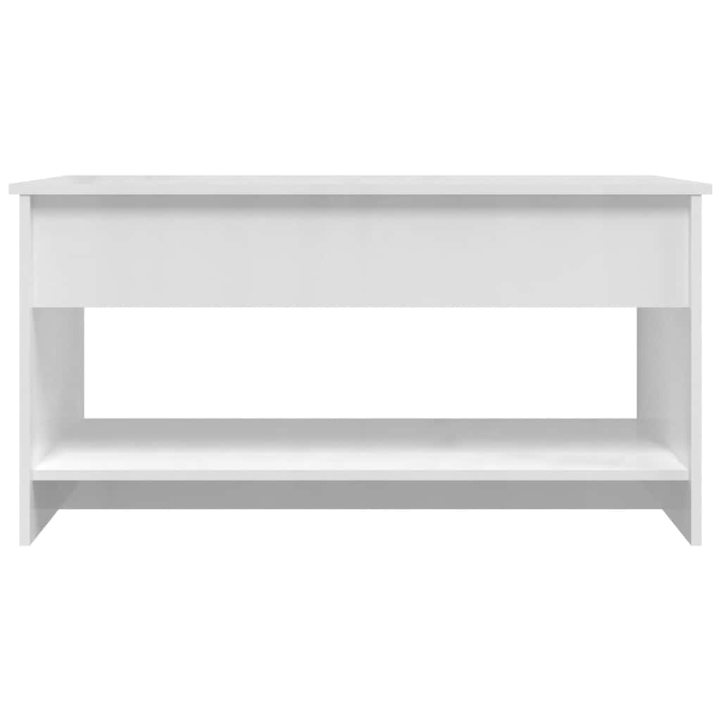 magasfényű fehér szerelt fa dohányzóasztal 102x50x52,5 cm