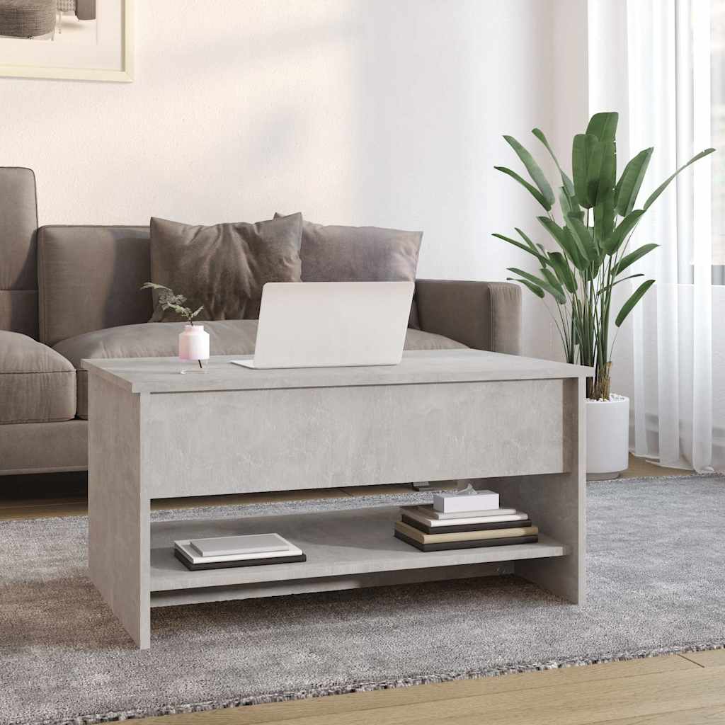 betonszürke szerelt fa dohányzóasztal 80x50x40 cm