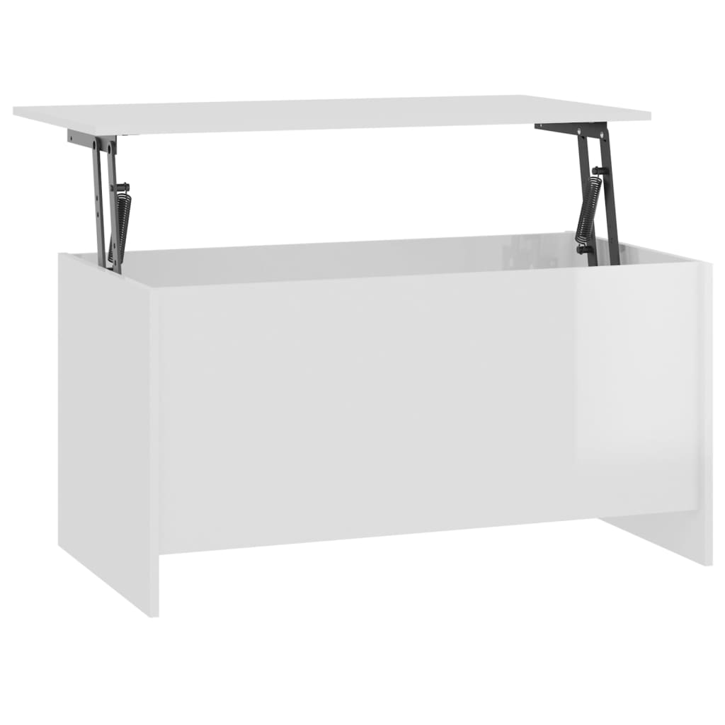 magasfényű fehér szerelt fa dohányzóasztal 102 x 55,5 x 52,5 cm